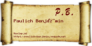 Paulich Benjámin névjegykártya